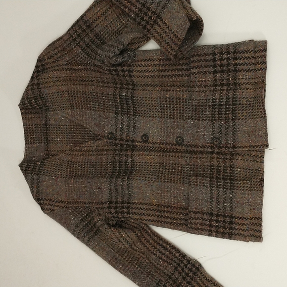 Donegal Ireland Woven Wool Jacket Neutral Plaid Irish Handcrafts Quality Natural - Picture 11 of 12